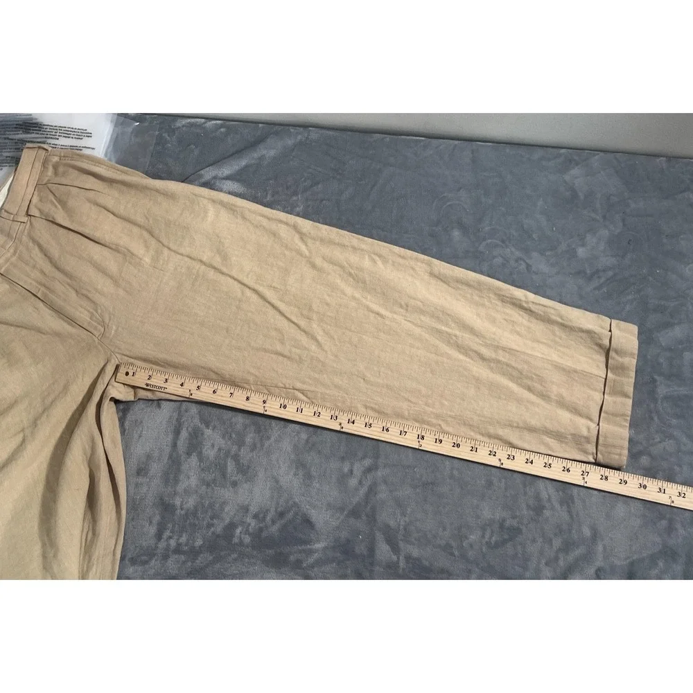 Vintage Polo Ralph Lauren Linen Pants Mens 35x32 (33x29) Pleated Beige VTG Chino